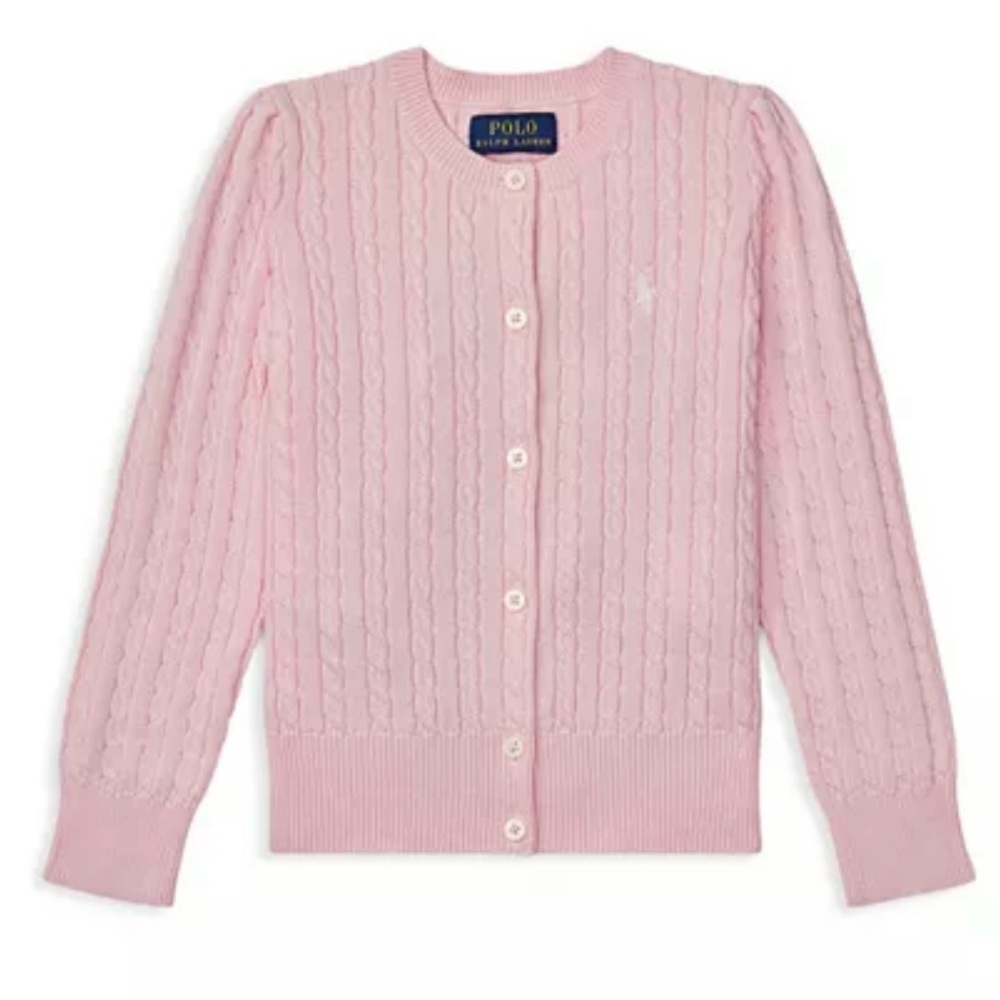 Polo by Ralph Lauren Soft Pink Cable-Knit Cardigan